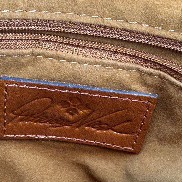 Patricia Nash Norwich Leather Crossbody Bag-Marigold Harvest Boho Floral Suede - Picture 10 of 13